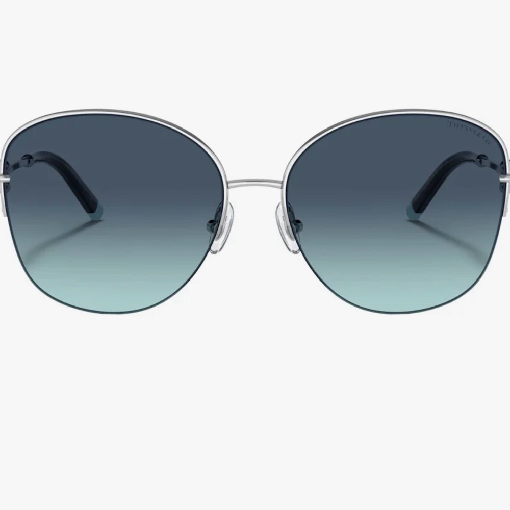 Auth Tiffany Silver Frame Gradient Blue Women's Sunglasses
